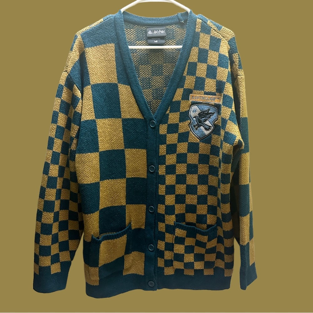Warner Bros. Women’s Harry Potter Checkered Cardigan - Green and Gold MD